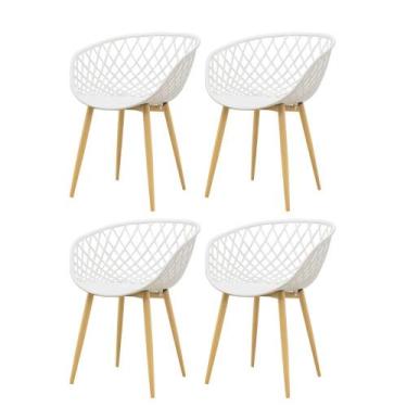 Imagem de Kit 4 Cadeiras Clarice Rivatti Polipropileno Branco Base Metal