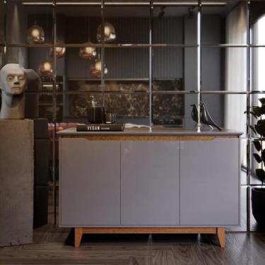 Imagem de Aparador de Porta Buffet 3 Portas 100% MDF Moderno Flow - Anyben, Cinz