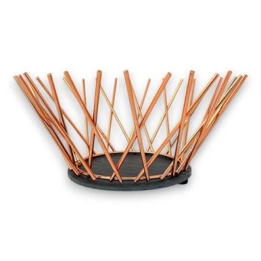 Imagem de Fruteira Decorativa Metal Cobre Base Preta Design Moderno - Luggari