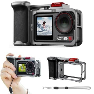 Imagem de Coyktonty Conjunto de suporte de alça de câmera, conjunto de gaiola de câmera para DJI Action 5 Pro/Action 4/OSMO Action 3 com botão de obturador, cordão