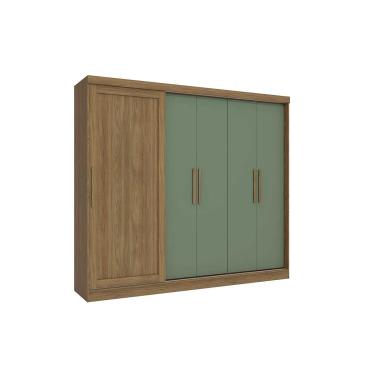 Imagem de Guarda Roupa Casal 5 Portas e 4 Gavetas N564 Nogueira/Verde - Kappesberg