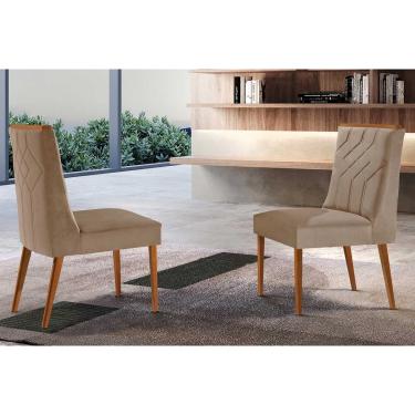 Imagem de Cadeira Sala de Jantar Nevada Kit 2 Un Madeira Capuccino/Suede Capuccino - Rufato