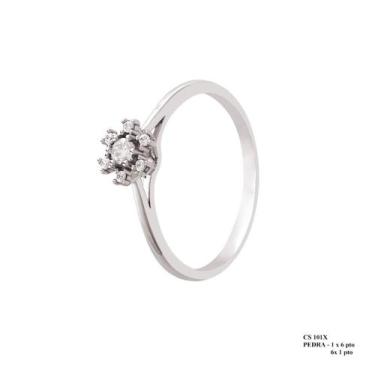 Imagem de Solitário Minimalista Flor Pedras Zircônias em Ouro 18k - JoiaUnica