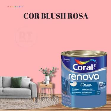 Imagem de Tinta Parede Rosa Claro Acrílica Fosca Coral Renova 800ml, BLUSH ROSA