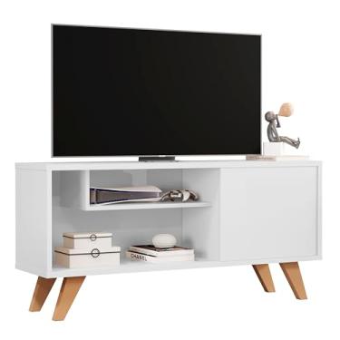 Imagem de Rack De Tv Para Sala, Moderno Com Prateleiras Heitor para até 50 Polegadas (Branco)