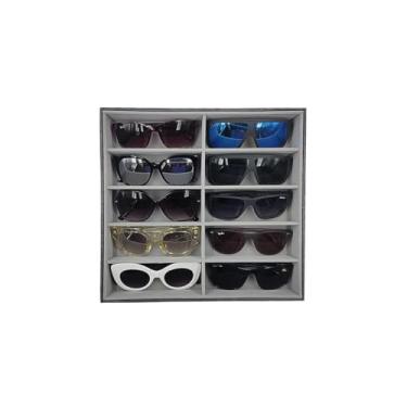 Imagem de Bandeja Organizadora de 10 Óculos Preto com Cinza Porta Óculos Gaveta Closet