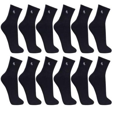 Imagem de Meias Masculina Lupo Cano Médio kit com 12 pares Sport, 41-44, Preto