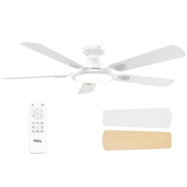 Imagem de TCL Ventiladores De Teto Com Luzes, Ventilador De Teto De Perfil Baixo De 52 Polegadas Com Luz E Controle Remoto, Montagem Embutida, Motor Cc Reversível, Silencioso, Ventilador De Teto De 6 Velocid