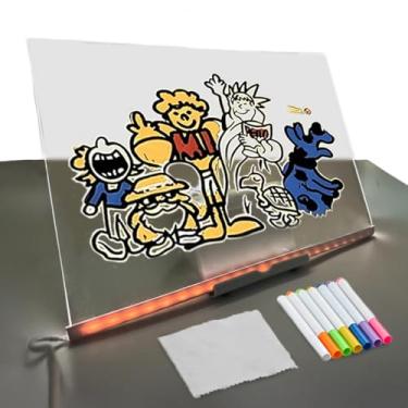 Imagem de Prancheta de Desenho com Luz LED A4 USB – Mesa de Luz com Iluminação, Ideal para Desenho, Planner, Lembretes e Crianças Quadro Desenho Luminária Led Para Escrita Apagável Premium
