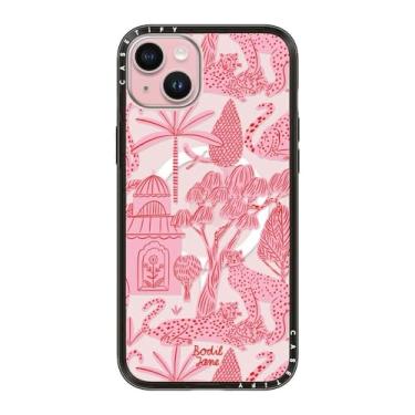 Imagem de CASETiFY Capa compacta para iPhone 15 Plus [fina e elegante/compatível com Magsafe/1,2 m. 2X proteção contra quedas de grau militar] - Cheetah Paradise Pink - Preto transparente