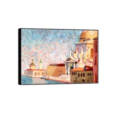 Imagem de Impressão em tela pintura famosa imagem de parede - Veneza-moldura preta pôster para sala de estar banheiro decoração de casa 50 x 70 cm 20 x 27 pol