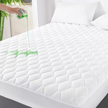 Imagem de Protetor de colchão GRT totalmente impermeável, rayon, bambu, branco