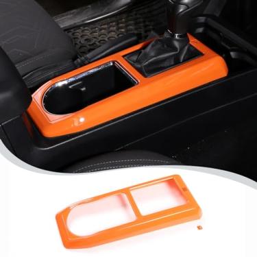 Imagem de LLKUANG Guarnição da tampa da moldura do painel de engrenagens do console central compatível com Toyota Tacoma 2016-2023, acessórios de carro com moldura protetora para carro (laranja)