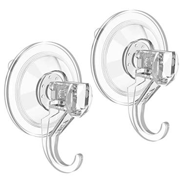 Imagem de VIS'V Gancho de guirlanda, ganchos grandes transparentes e resistentes com ventosa de 10 kg, suporte de guirlanda de porta de vidro forte removível para decoração de guirlanda de Natal de Halloween -