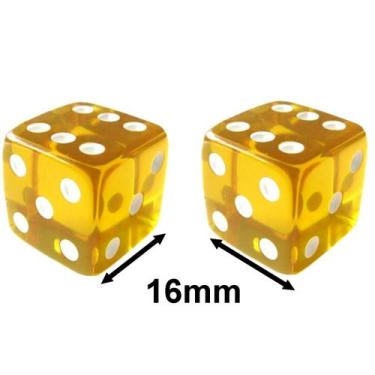 Imagem de 2 Jogo De Dado 16mm (1,6cm) Amarelo Translúcido - EJ Games - Euclides 