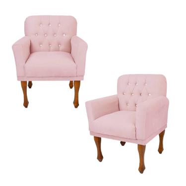 Imagem de Jogo 2 Cadeira Poltrona Decorativa Para Clínica Anitta Suede Rosa Bebe LM DECOR