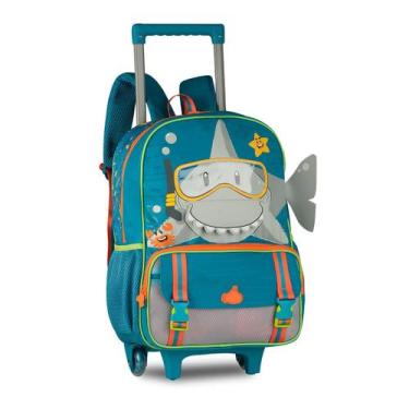 Imagem de Mochila Carrinho Tubarão Bolsa Escolar Infantil Meninos - Clio