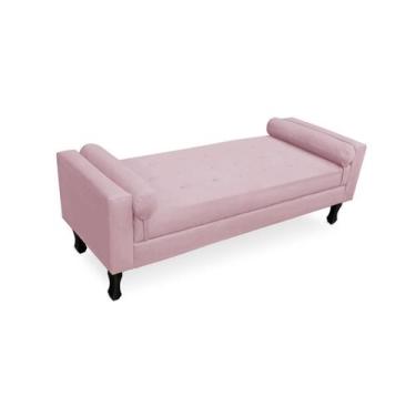 Imagem de Recamier Calçadeira Fênix Baú Estofado Quarto King 195cm Suede Rosa Be