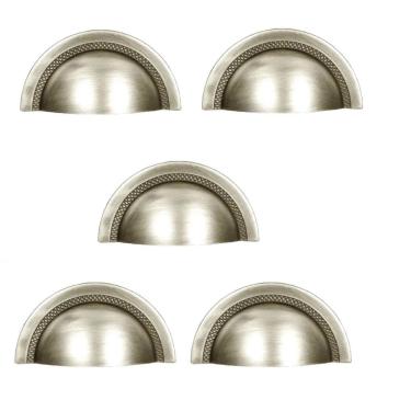 Imagem de Kit 5 Puxador Shell 48 Mm Zen Niquel Escovado Verniz