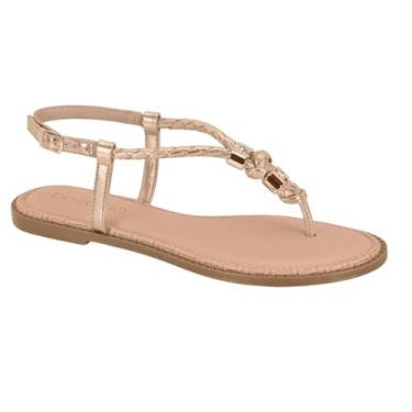 Imagem de Sandalia Feminina Rasteira Trançada Beira Rio 8472414, Ouro rosado, 36