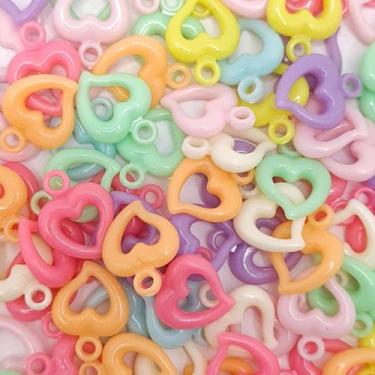 Imagem de Pingente Coração Plástico Colorido Claro 15x20mm 50pçs 25g - Macall