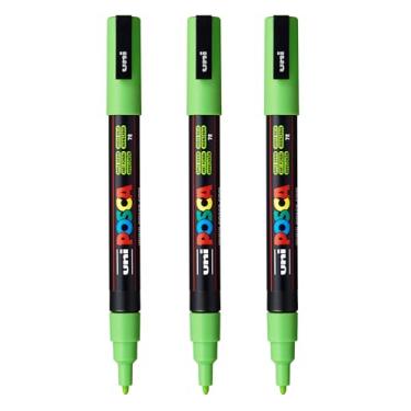 Imagem de posca Marcadores de tinta à base de água PC-3M, ponta fina reversível (0,9-1,3 mm), verde maçã, 3 unidades