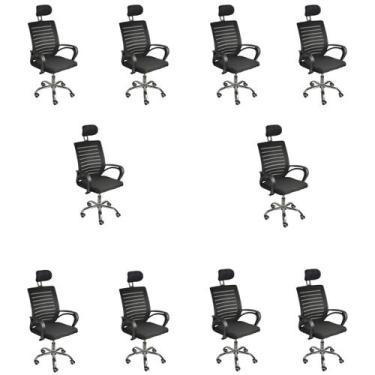 Imagem de Kit 10 Cadeiras de Escritório Secretaria Diretor Roma Ergonômica com A