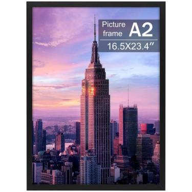 Imagem de Moldura para fotos Golden State Art A2 de madeira maciça preta com acr