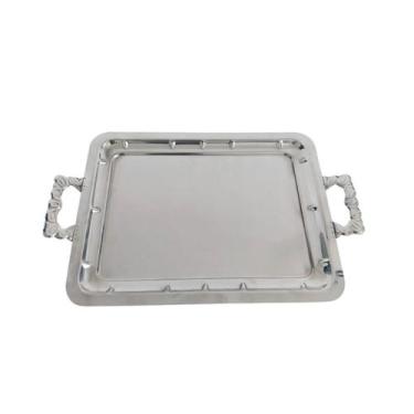 Imagem de Bandeja Clássica Grande Com Alças Servir Café Chá Inox - Pantheon
