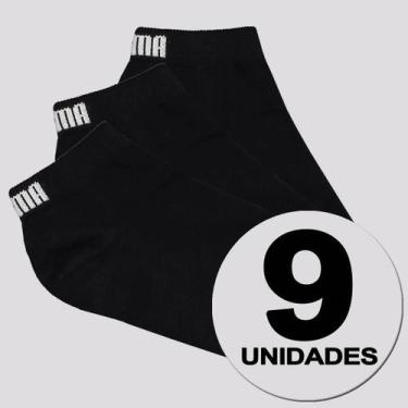 Imagem de Kit Meia Puma Sapatilha 9 Pares Cano Curto Feminina Preta, 34-39