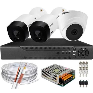 Imagem de Kit Cftv 03 Câmeras Segurança Intelbras Hd Dvr Full HD 04 canais
