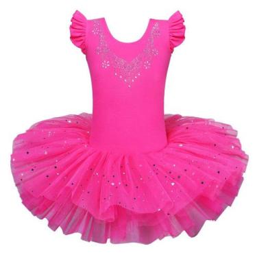 Imagem de Collants de balé BAOHULU para meninas, vestido tutu de dança B184 rosa