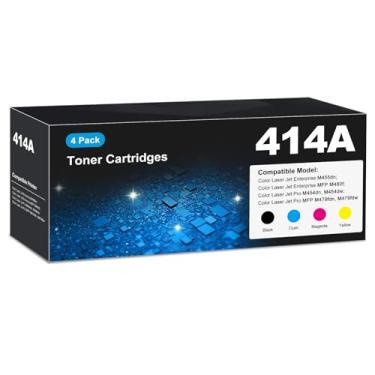 Imagem de Cartucho de toner 414A pacote com 4 MFP de alto rendimento M479fdw (com chip) compatível com HP 414A 414X Work for Color Laser Jet Pro MFP M479fdw Toner M454dw M454dn M455dn MFP M480f M479dw M479fdn