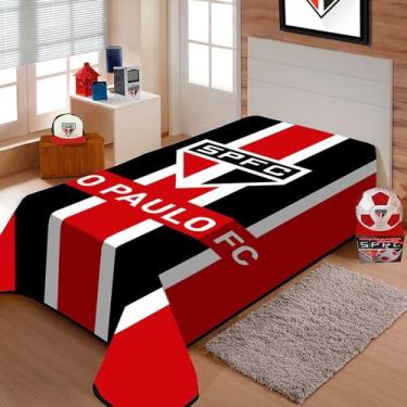 Imagem de Cobertor Solteiro Raschel São Paulo F.C Tricolor Jolitex - VERMELHO, S