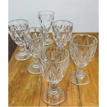 Imagem de Jogo 6 Taças De Vidro 340Ml Cristal Diamante Vinho Suco Água 340ml