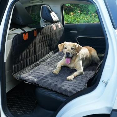 Imagem de AEEISHOMEREFORM Capa de assento de carro para assento traseiro, cama de cachorro de pelúcia para carro, adequada para extensores de banco traseiro, tapete de viagem para animais de estimação