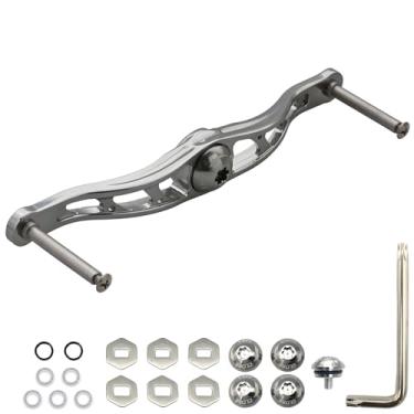 Imagem de HEIGHTEN 105 mm/115 mm/120 mm/130 mm Alça de molinete de pesca sem botão para Shimano Daiwa Baitcasting Reel Power Handle Crank Acessório (prata, 120 mm) (0810)