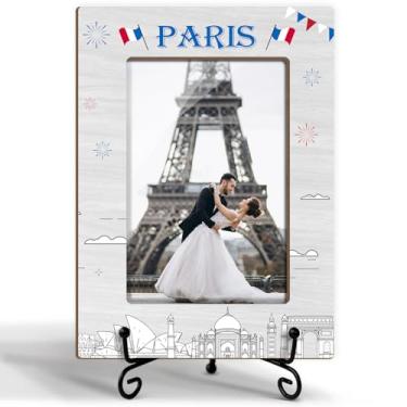 Imagem de rizotus Porta-retrato de viagem em Paris, presentes de lua de mel para casais amigos da família, 10 x 15 cm, moldura de madeira para exibição de mesa, decoração de casa -66