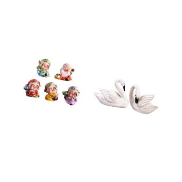 Imagem de Fenteer Conjunto de Estatuetas de Resina de Cisne Da Fortuna, Escultura de Mesa, Mini Estátuas, Casal de Pássaros Ricos, Decoração de Casa, Quarto, Escritório