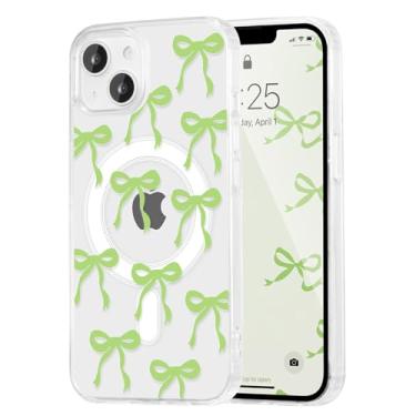 Imagem de UEEBAI Capa magnética para Samsung Galaxy A17 5G, capa de arco compatível com MagSafe, fita fina sem fio, estética, capa protetora antiamarelamento à prova de choque para mulheres e meninas - verde