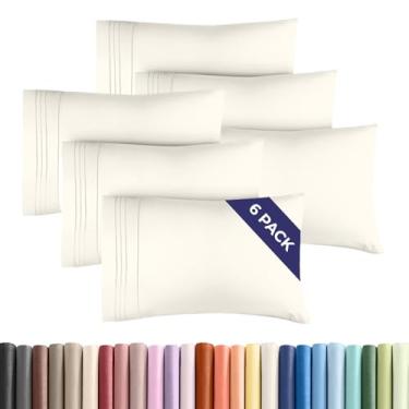 Imagem de Conjunto de 6 fronhas Queen – Capas de almofada ultra macias de qualidade hoteleira – Confortáveis, aconchegantes e sem rugas – Resistente a encolhimento, manchas e desbotamento – Protetores de