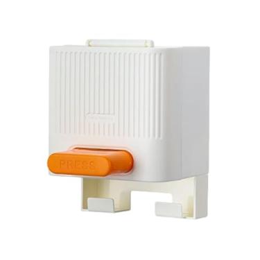 Imagem de SiaBiced Organizador de Cotonetes de Parede, Fácil de Instalar, à Prova de Poeira, Suporte para Armazenamento de Cotonetes para Penteadeira de Quarto, Branco Laranja, Tamanho real