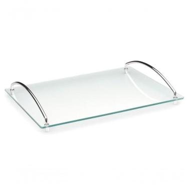 Imagem de Bandeja De Vidro Decorativa 35x25 Cm Bar Banheiro Andrea Bebidas Aparador Organizador Decoração