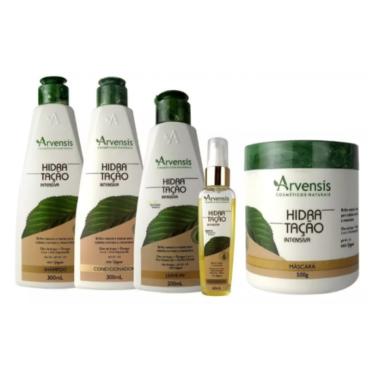 Imagem de Kit Arvensis Hidratação Shampoo Condicionador Leave-in Argan Mascara 500g