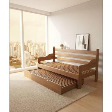 Imagem de Sofá Cama Tricama 1,90l X 80-1,40p X 80a - Madeira Maciça - Móveis De Gramado - Castanho