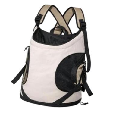 Imagem de Baoblaze Mochila para transporte de animais de estimação com alça de ombro ajustável, bolsa de viagem ventilada e inovadora para andar de bicicleta, fazer, Creme