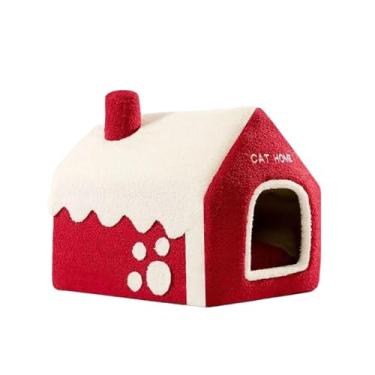 Imagem de Whtkoph Cama Casinha de Neve para Gatos Domésticos, Divertido para Animais de Estimação, Tenda Festiva Portátil para Pets, Caverna para Animais de