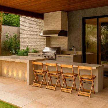 Imagem de Conjunto com 4 Banquetas Dobráveis em Eucalipto - Ismalu, Mel