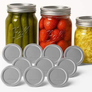 Imagem de 10 peças de tampas de conserva de boca regular, tampas de pote de pedreiro reutilizáveis, tampa hermética para conservas