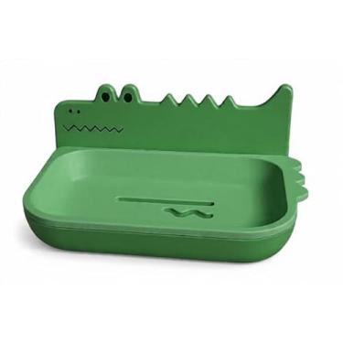 Imagem de Saboneteira Porta Sabonete Jacaré com Drenagem - Adesivo Parede Sem Furos, Mantém Sabonete Seco em Banheiro (Verde Escuro)